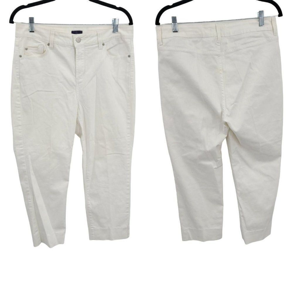 NYDJ High-rise Ankle Jeans 12 White Stretch‎ High Waisted Cropped Tapered